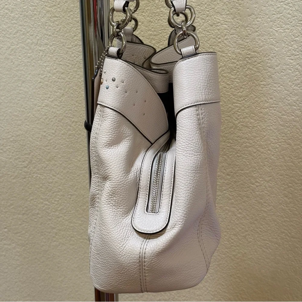 Coach Lexy Stardust Studded Chalk Leather Shoulder Bag Purse F29595 - Picture 6 of 17